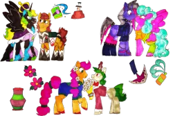 Size: 6000x4000 | Tagged: safe, artist:missroxielove, derpibooru import, oc, oc:captain stone sword, oc:grapevine daises, oc:prince nightfall spellcast, oc:purple pedicure, oc:soothing scent, oc:vino valentine, unofficial characters only, alicorn, earth pony, pegasus, pony, unicorn, :o, alicorn oc, armor, blaze (coat marking), blushing, boop, boots, bouquet, bracelet, clothes, collar, crown, ear piercing, earring, eyebrow piercing, eyeshadow, female, flannel, flower, flower in hair, gay, glowing horn, hoof shoes, horn, jacket, jewelry, kissing, leather jacket, leg warmers, lesbian, levitation, magic, makeup, male, mare, noseboop, oc x oc, open mouth, overalls, piercing, raised hoof, raised leg, regalia, robe, scar, shipping, shirt, shoes, simple background, skirt, socks, spiked collar, stallion, straight, suit, t-shirt, telekinesis, traditional art, transparent background, wall of tags, wings, wristband