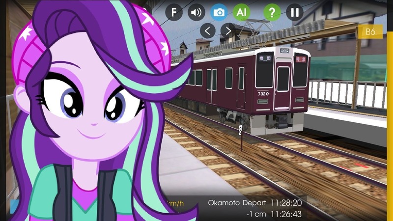 Size: 1280x720 | Tagged: safe, artist:rodan00, artist:topsangtheman, derpibooru import, starlight glimmer, equestria girls, close-up, hmmsim2, japan, train, train station