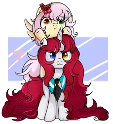 Size: 2958x3231 | Tagged: safe, artist:2pandita, derpibooru import, oc, oc:mistsuki, oc:yuko, unofficial characters only, pegasus, pony, unicorn, female, heterochromia, high res, mare, necktie, simple background, transparent background