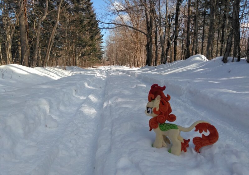 Size: 2080x1463 | Tagged: artist:hihin1993, autumn blaze, derpibooru import, forest, irl, japan, photo, plushie, safe, snow, solo