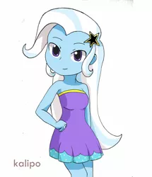 Size: 1024x1190 | Tagged: safe, artist:kalipoart, derpibooru import, trixie, equestria girls, solo