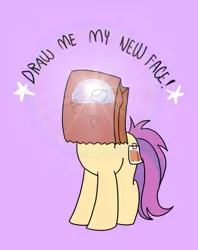 Size: 795x1005 | Tagged: safe, artist:paperbagpony, derpibooru import, edit, oc, oc:paper bag, unofficial characters only, earth pony, pony, ahegao, brain, draw me my new face, earth pony oc, exploitable meme, female, glow, mare, meme, open mouth, paper bag, solo, tongue out