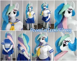 Size: 5168x4060 | Tagged: absurd resolution, anthro, anthro plushie, artist:qtpony, breasts, clothes, cute, derpibooru import, female, life size, pleated skirt, plushie, princess celestia, schoolgirl, skirt, solo, solo female, suggestive