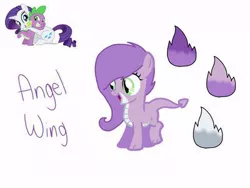 Size: 400x300 | Tagged: safe, artist:valoursentry, derpibooru import, rarity, spike, oc, oc:angel wing, dracony, dragon, hybrid, pony, female, interspecies offspring, male, offspring, parent:rarity, parent:spike, parents:sparity, shipping, sparity, straight