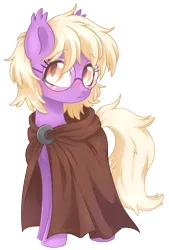 Size: 1839x2725 | Tagged: safe, artist:hawthornss, derpibooru import, oc, oc:pinkfull night, unofficial characters only, bat pony, pony, bat pony oc, bat wings, blushing, cloak, clothes, female, glasses, looking at you, shy, simple background, solo, teenager, transparent background, wings