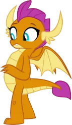 Size: 3444x6001 | Tagged: artist:memnoch, claws, cute, derpibooru import, dragon, dragoness, fangs, female, frown, horns, impressed, looking down, molt down, raised eyebrows, safe, simple background, smolder, smolderbetes, solo, spread wings, teenaged dragon, teenager, transparent background, vector, wings