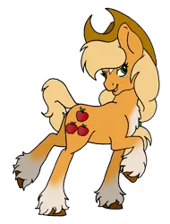 Size: 1018x1336 | Tagged: safe, artist:aurorastar1, derpibooru import, applejack, earth pony, pony, leak, spoiler:g5, applejack (g5), coat markings, female, g5, hat, hooves, mare, raised hoof, redesign, simple background, smiling, smirk, solo, transparent background