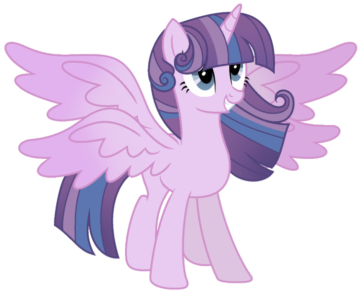 Size: 1024x837 | Tagged: safe, artist:lymamynsay11, derpibooru import, princess flurry heart, twilight sparkle, twilight sparkle (alicorn), alicorn, pony, seraph, seraphicorn, fusion, multiple wings, solo, wings