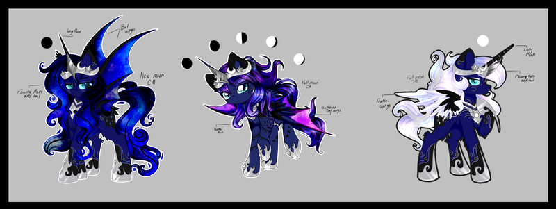 Size: 2715x1021 | Tagged: safe, artist:absolitedisaster08, derpibooru import, princess luna, alicorn, bat pony, bat pony alicorn, pony, leak, spoiler:g5, bat wings, crown, female, g5, hoof shoes, horn, jewelry, mare, princess luna (g5), raised hoof, redesign, regalia, simple background, solo, wings