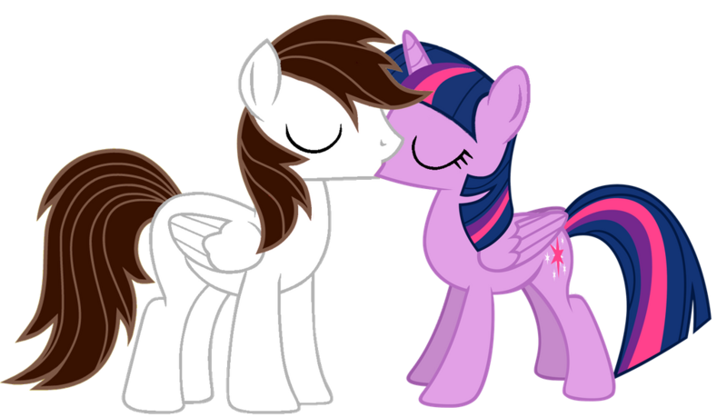 Size: 1024x587 | Tagged: safe, artist:andrestoons, derpibooru import, twilight sparkle, twilight sparkle (alicorn), oc, oc:andres vargas, alicorn, andlight, canon x oc, female, kissing, male, shipping, simple background, straight, transparent background