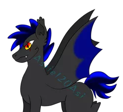 Size: 5500x5000 | Tagged: safe, artist:asriel20asi, derpibooru import, oc, oc:night brew, unofficial characters only, bat pony, pony, bat pony oc, bat wings, blank flank, chest fluff, digital art, ear fluff, fangs, male, medibang paint, obtrusive watermark, signature, simple background, slim, solo, spread wings, stallion, transparent background, two toned mane, two toned tail, watermark, wings