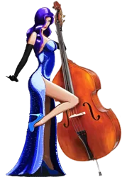 Size: 1071x1497 | Tagged: artist needed, breasts, clothes, derpibooru import, double bass, dress, edit, female, gloves, high heels, human, humanized, long dress, long gloves, musical instrument, rarity, sexy, shoes, side slit, simple background, solo, strapless, suggestive, transparent background, waifu