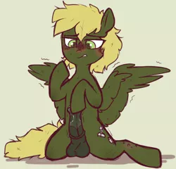 Size: 658x632 | Tagged: explicit, artist:crimmharmony, derpibooru import, oc, oc:murky, pegasus, pony, fallout equestria, fallout equestria: murky number seven, balls, blushing, fanfic art, horsecock, male, nudity, penis, solo, solo male, stallion