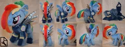 Size: 1280x485 | Tagged: safe, artist:bastler, derpibooru import, rainbow dash, pegasus, pony, the cutie re-mark, alternate timeline, amputee, apocalypse dash, armor, artificial wings, augmented, clothes, crystal war timeline, eye scar, female, irl, mare, photo, plushie, prosthetic limb, prosthetic wing, prosthetics, scar, solo, torn ear, wings