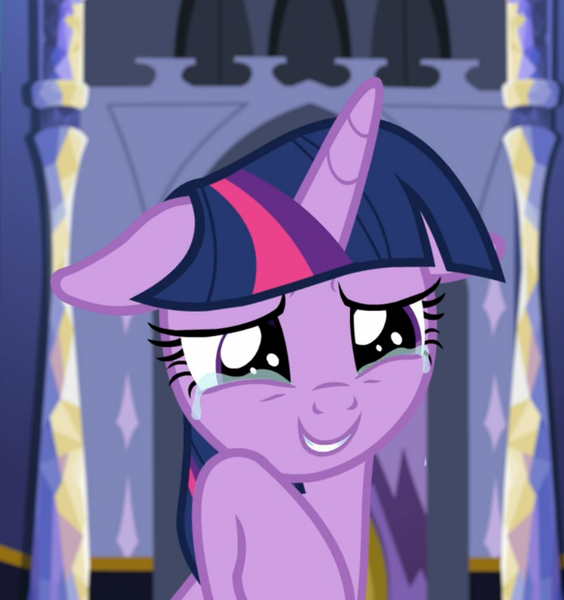 Size: 812x864 | Tagged: alicorn, cropped, crying, derpibooru import, floppy ears, safe, screencap, smiling, solo, tears of joy, the last problem, twilight sparkle, twilight sparkle (alicorn)