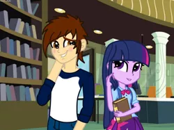 Size: 1033x773 | Tagged: safe, artist:andrestoons, derpibooru import, twilight sparkle, oc, oc:andres vargas, equestria girls, andlight, canon x oc, female, male, shipping, straight