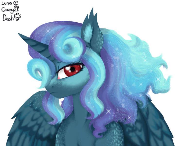 Size: 907x747 | Tagged: safe, artist:unoriginai, derpibooru import, oc, oc:starry knight, unofficial characters only, alicorn, adoptable, lineless, looking at you, magical lesbian spawn, magical threesome spawn, offspring, parent:cozy glow, parent:princess luna, parent:rainbow dash, parents:cozydash, parents:cozyluna, parents:cozylunadash, parents:lunadash, semi-realistic, simple background, transparent background