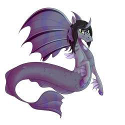 Size: 2500x2500 | Tagged: safe, artist:puddingskinmcgee, derpibooru import, ponified, ponified:kellin quinn, pony, siren, cloven hooves, commission, curved horn, fins, fish tail, horn, looking at you, male, scales, simple background, sleeping with sirens, slit eyes, smiling, solo, transparent background