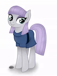Size: 768x1024 | Tagged: safe, artist:delfinaluther, derpibooru import, boulder (pet), maud pie, earth pony, pony, cute, female, looking at you, mare, maudabetes, rock, simple background, smiling, standing, when she smiles, white background