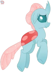 Size: 1419x1990 | Tagged: artist:rainbow eevee, changedling, changeling, cute, derpibooru import, diaocelles, female, floppy ears, grin, ocellus, safe, shy, side view, simple background, smiling, solo, teal eyes, transparent background, underhoof, vector