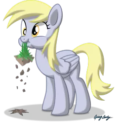 Size: 2387x2513 | Tagged: safe, artist:le-23, derpibooru import, derpy hooves, pegasus, pony, eating, female, grass, grazing, herbivore, horses doing horse things, mare, nom, simple background, solo, transparent background