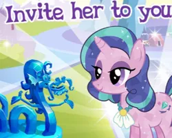 Size: 373x300 | Tagged: safe, derpibooru import, steven magnet, unnamed character, unnamed pony, crystal pony, pony, sea serpent, unicorn, crystal unicorn, female, fuchsia crystal pony, gameloft, mare, meme, wow! glimmer