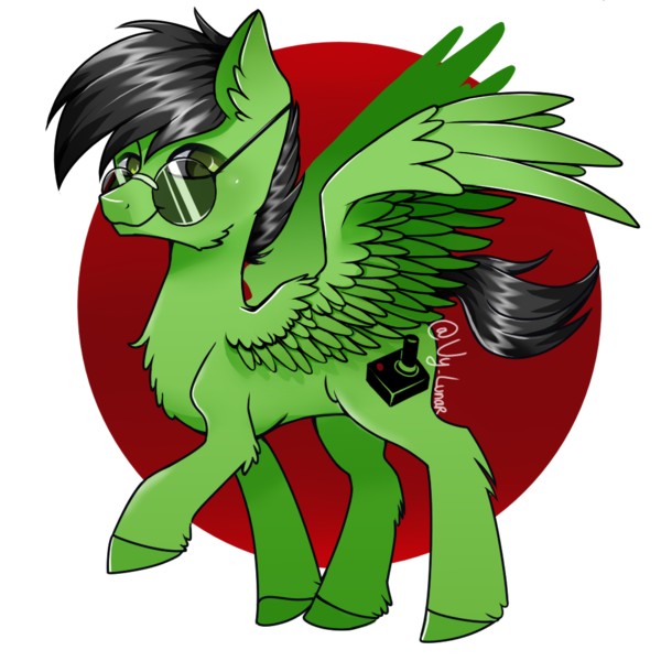 Size: 1000x1000 | Tagged: safe, artist:thanhvy15599, derpibooru import, oc, oc:thunder glaze, pegasus, pony, glasses, pegasus oc, raffle prize, raffle winner, simple background, wings