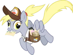 Size: 1280x959 | Tagged: safe, artist:cloudyglow, derpibooru import, derpy hooves, pegasus, pony, the last problem, alternate hairstyle, bags under eyes, clothes, envelope, female, flying, future, hat, mailbag, mailmare, mailmare hat, mare, older, older derpy hooves, simple background, transparent background, vector