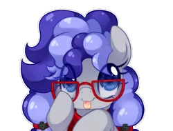 Size: 735x560 | Tagged: safe, artist:loyaldis, derpibooru import, oc, oc:cinnabyte, unofficial characters only, earth pony, pony, adorkable, bandana, cheeky, commission, cute, dork, female, glasses, icon, mare, simple background, solo, tongue out, transparent background, white outline, your character here