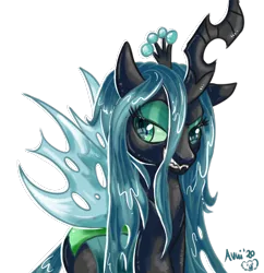 Size: 774x800 | Tagged: artist:avui, changeling, changeling queen, cute, cutealis, cute little fangs, derpibooru import, eyelashes, fangs, female, grin, looking at you, queen chrysalis, safe, simple background, smiling, solo, transparent background