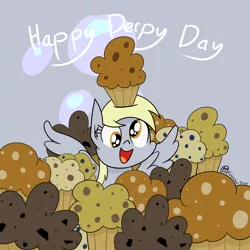 Size: 4000x4000 | Tagged: safe, artist:professionalpuppy, derpibooru import, derpy hooves, pegasus, pony, absurd resolution, cute, derpabetes, derpy day, derpy day 2020, food, muffin, solo, that pony sure does love muffins