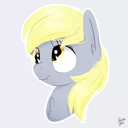 Size: 2000x2000 | Tagged: safe, artist:squeaky-belle, derpibooru import, derpy hooves, pegasus, pony, bust, chest fluff, derpy day, derpy day 2020, ear fluff, scrunchy face, signature, simple background, white outline