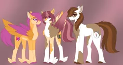 Size: 4348x2293 | Tagged: safe, alternate version, artist:clay-bae, derpibooru import, pipsqueak, scootaloo, oc, oc:camo feather, earth pony, pegasus, pony, feathered fetlocks, female, high res, male, offspring, parent:pipsqueak, parent:scootaloo, parents:scootasqueak, scootasqueak, shipping, straight