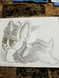 Size: 3024x4032 | Tagged: safe, artist:snowbankst, derpibooru import, oc, oc:caroline, alicorn, hybrid, original species, pony, fenic pony, missing cutie mark, photo, smoll, solo, traditional art