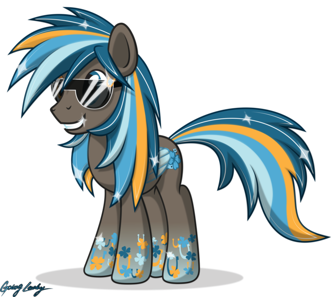 Size: 2500x2219 | Tagged: safe, artist:le-23, derpibooru import, oc, oc:going lucky, pegasus, pony, male, rainbow power, simple background, solo, stallion, sunglasses, transparent background