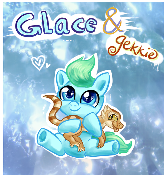 Size: 681x727 | Tagged: safe, artist:avui, derpibooru import, oc, oc:glace, oc:glace(hwcon), unofficial characters only, earth pony, gecko, heart, heart eyes, hearth's warming con, hearths warming con, solo, tongue out, wingding eyes