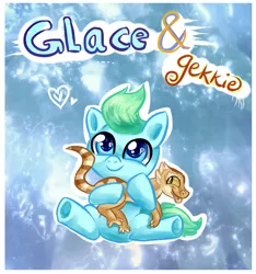 Size: 681x727 | Tagged: safe, artist:avui, derpibooru import, oc, oc:glace, oc:glace(hwcon), unofficial characters only, earth pony, gecko, heart, heart eyes, hearth's warming con, hearths warming con, solo, tongue out, wingding eyes