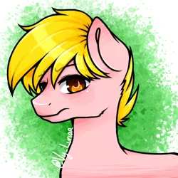 Size: 500x500 | Tagged: safe, artist:thanhvy15599, derpibooru import, oc, oc:dairy shock, unofficial characters only, earth pony, pony, bust shot, male, raffle, raffle prize, simple background, solo, transparent background
