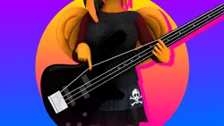 Size: 1920x1080 | Tagged: 3d, anthro, artist:mane01, bass guitar, derpibooru import, musical instrument, oc, oc:mane, safe, synthwave