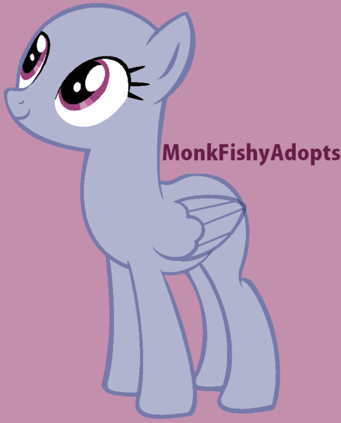 Size: 760x942 | Tagged: safe, artist:monkfishyadopts, derpibooru import, oc, unofficial characters only, pegasus, pony, base, looking up, pegasus oc, simple background, smiling, solo, text, wings