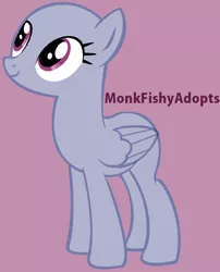 Size: 760x942 | Tagged: safe, artist:monkfishyadopts, derpibooru import, oc, unofficial characters only, pegasus, pony, base, looking up, pegasus oc, simple background, smiling, solo, text, wings