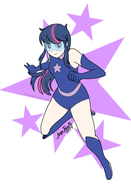 Size: 1600x2264 | Tagged: artist:jorgeperalta, clothes, derpibooru import, human, humanized, leotard, magic gaia, safe, simple background, solo, superhero, transparent background, twilight sparkle