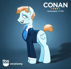 Size: 1332x1292 | Tagged: safe, artist:draw3, derpibooru import, ponified, earth pony, pony, /mlp/, 4chan, clothes, conan o'brien, drawthread, funny man, meta, necktie, solo, suit, tbs