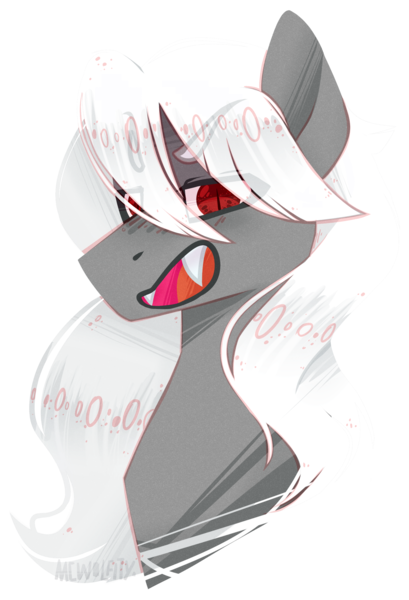 Size: 1955x2870 | Tagged: artist:mcwolfity, bust, derpibooru import, eye clipping through hair, fangs, oc, oc:dracula, open mouth, red eyes, safe, simple background, transparent background, unofficial characters only, vampire, vampony