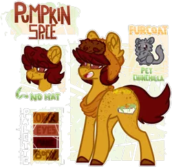 Size: 2275x2200 | Tagged: artist:mcwolfity, bust, chinchilla, clothes, colored hooves, dead source, derpibooru import, ear fluff, eye clipping through hair, fluffy, male, oc, oc:pumpkin spice, open mouth, reference sheet, safe, scarf, simple background, smiling, stallion, transparent background, unofficial characters only