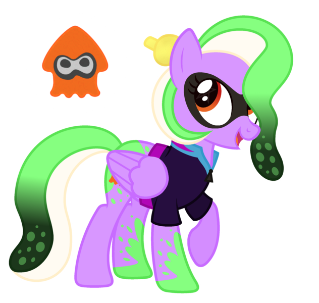 Size: 1280x1215 | Tagged: safe, artist:razorbladetheunicron, derpibooru import, oc, oc:splatter patter, unofficial characters only, pegasus, pony, base used, clothes, colored hooves, cutie mark, eye markings, female, gradient eyes, gradient mane, hair accessory, jacket, mare, simple background, solo, splatoon, toothpick, transparent background, zipper