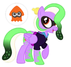 Size: 1280x1215 | Tagged: safe, artist:razorbladetheunicron, derpibooru import, oc, oc:splatter patter, unofficial characters only, pegasus, pony, base used, clothes, colored hooves, cutie mark, eye markings, female, gradient eyes, gradient mane, hair accessory, jacket, mare, simple background, solo, splatoon, toothpick, transparent background, zipper