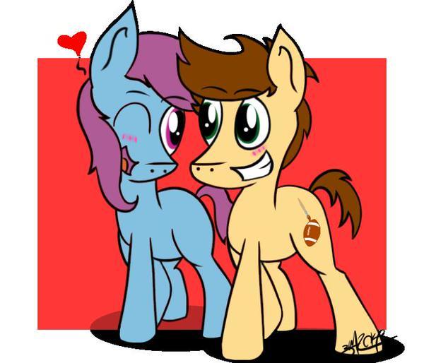 Size: 600x514 | Tagged: abstract background, artist needed, blushing, derpibooru import, female, grin, heart, male, mare, oc, oc x oc, one eye closed, open mouth, safe, shipping, signature, smiling, source needed, stallion, wink