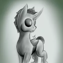 Size: 1024x1024 | Tagged: artist:tunrae, changeling, derpibooru import, digital art, digital sketch, monochrome, safe, sketch, solo