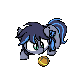 Size: 1000x1000 | Tagged: safe, artist:sugar morning, derpibooru import, oc, oc:midnight aegis, unofficial characters only, bat pony, animated, ball, behaving like a cat, colored, commission, cute, cutie mark, male, metroid, morph ball, samus aran, simple background, solo, stallion, sugar morning's play time, transparent background, ych result, your character here